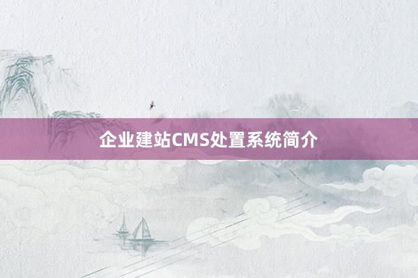 企业建站CMS处置系统简介